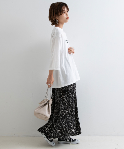 Newlyme（ニューリーミー）の「ロゴプリントロンＴ【R】（Tシャツ/カットソー・レディース・グリーン/ブラック・M-L）」の7枚目の写真