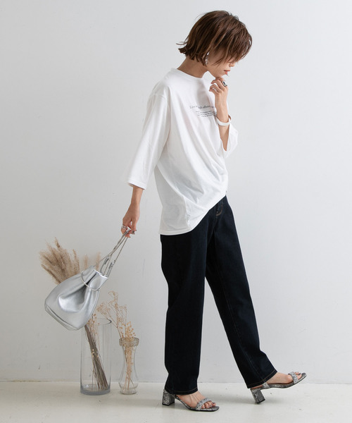 Newlyme（ニューリーミー）の「ロゴプリントロンＴ【R】（Tシャツ/カットソー・レディース・グリーン/ブラック・M-L）」の13枚目の写真