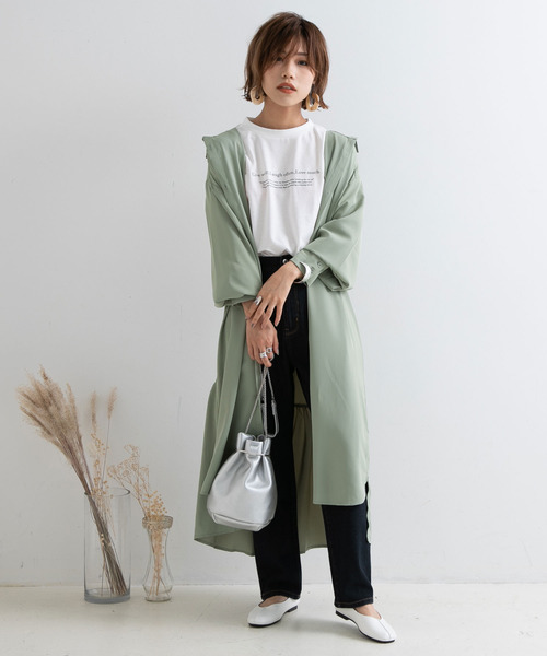 Newlyme（ニューリーミー）の「ロゴプリントロンＴ【R】（Tシャツ/カットソー・レディース・グリーン/ブラック・M-L）」の20枚目の写真