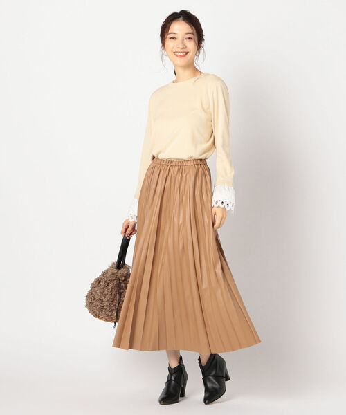 NOLLEY’S(ノーリーズ)の「【MARILYN MOON/マリリーンムーン】コードレース袖布帛プルオーバーニット(ニット/セーター・レディース・アイボリー/グレイッシュブルー・38)」の14枚目の写真