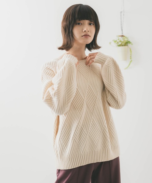 Quon アーガイル柄リブ編みクルーネックニット ニット セーター Quon クオン のファッション通販 Zozotown