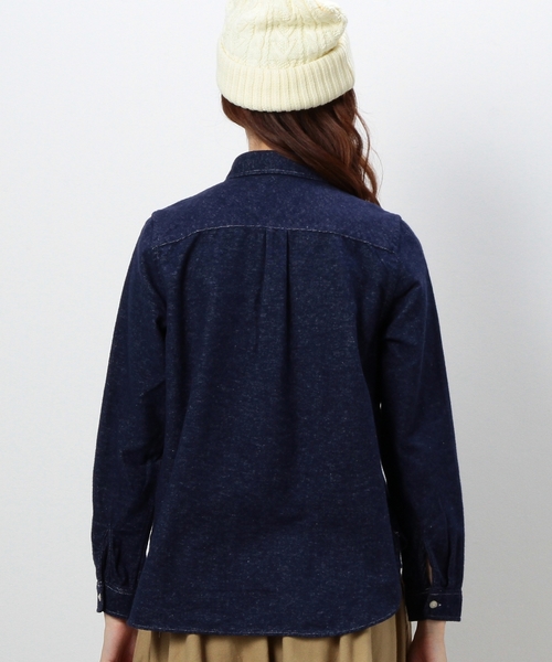 coen（コーエン）の「ネルソリッドワークシャツ（シャツ/ブラウス・レディース・ホワイト/ネイビー・LARGE/MEDIUM）」の5枚目の写真