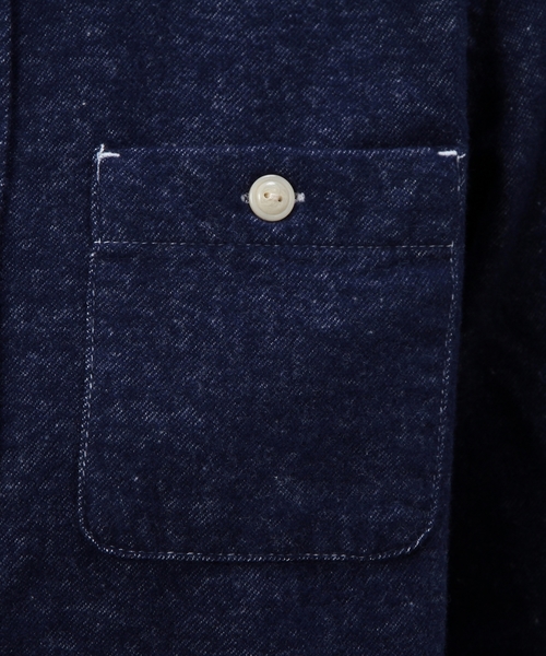 coen（コーエン）の「ネルソリッドワークシャツ（シャツ/ブラウス・レディース・ホワイト/ネイビー・LARGE/MEDIUM）」の7枚目の写真