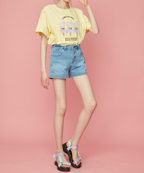 JENNI love（ジェニィラブ）の「２wayトリプルアイスTシャツ（Tシャツ/カットソー・キッズ・オフホワイト/ピンク/イエロー・130cm/140cm/150cm/160cm）」の19枚目の写真