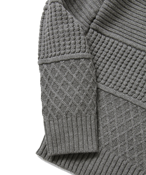 URBAN RESEARCH（アーバンリサーチ）の「UR MIX編み ボーダークルーネック（ニット/セーター・メンズ・ホワイト/オリーブ/グレー/ネイビー・LARGE/MEDIUM）」の12枚目の写真