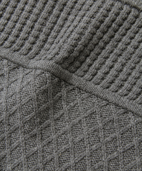 URBAN RESEARCH（アーバンリサーチ）の「UR MIX編み ボーダークルーネック（ニット/セーター・メンズ・ホワイト/オリーブ/グレー/ネイビー・LARGE/MEDIUM）」の6枚目の写真