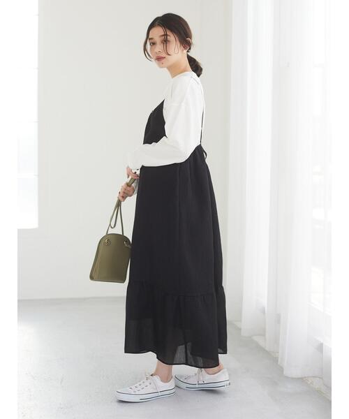 Green　Parks（グリーンパークス）の「シンプルロゴロンT＊（Tシャツ/カットソー・レディース・オフホワイト/ブラック/ベージュ/ブルー・FREE）」の15枚目の写真