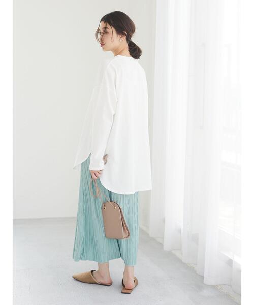 Green　Parks（グリーンパークス）の「シンプルロゴロンT＊（Tシャツ/カットソー・レディース・オフホワイト/ブラック/ベージュ/ブルー・FREE）」の20枚目の写真