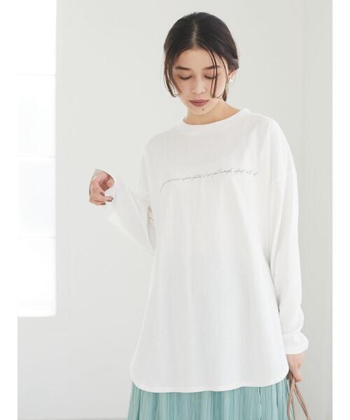 Green　Parks（グリーンパークス）の「シンプルロゴロンT＊（Tシャツ/カットソー・レディース・オフホワイト/ブラック/ベージュ/ブルー・FREE）」の22枚目の写真