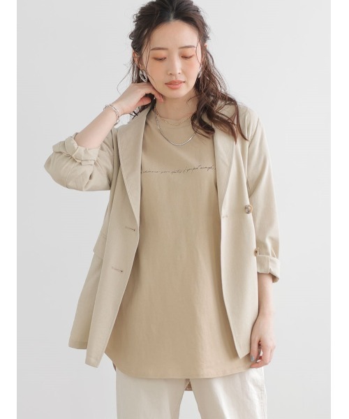 Green　Parks（グリーンパークス）の「シンプルロゴロンT＊（Tシャツ/カットソー・レディース・オフホワイト/ブラック/ベージュ/ブルー・FREE）」の3枚目の写真