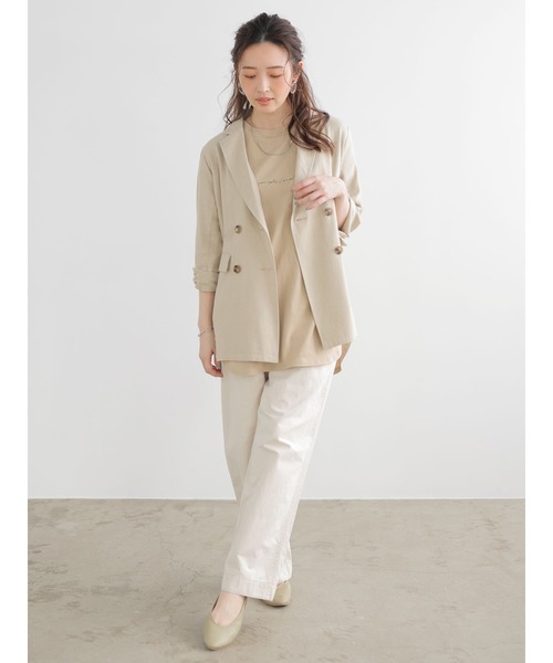 Green　Parks（グリーンパークス）の「シンプルロゴロンT＊（Tシャツ/カットソー・レディース・オフホワイト/ブラック/ベージュ/ブルー・FREE）」の8枚目の写真