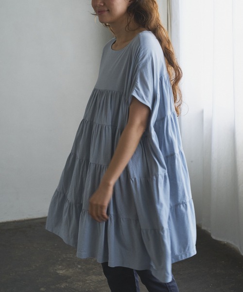 PUAL CE CIN（ピュアルセシン）の「ティアードショートスリーブチュニック（チュニック・レディース・ホワイト/ブラック/ベージュ/ピンク/ブルー・FREE）」の18枚目の写真