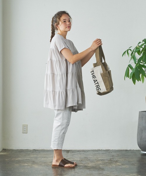 PUAL CE CIN（ピュアルセシン）の「ティアードショートスリーブチュニック（チュニック・レディース・ホワイト/ブラック/ベージュ/ピンク/ブルー・FREE）」の7枚目の写真