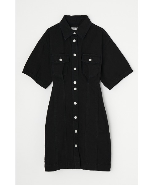 MOUSSY（マウジー）の「SHORT SLEEVE DENIM MINI ドレス（ワンピース・レディース・ブルー/ブラック・2/1）」の6枚目の写真