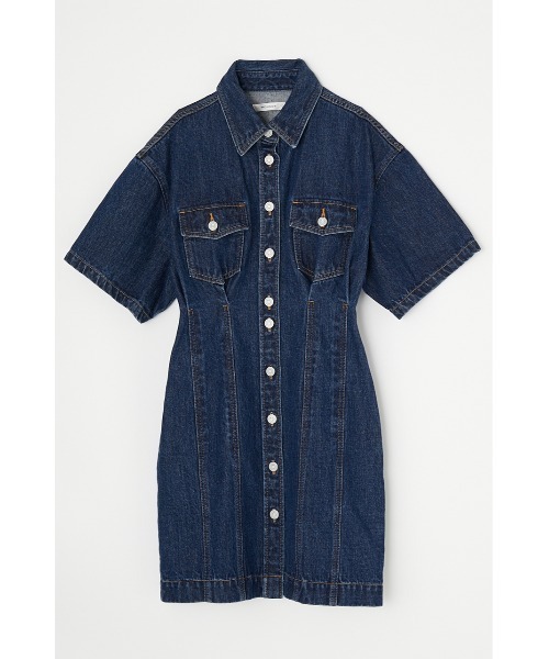 MOUSSY（マウジー）の「SHORT SLEEVE DENIM MINI ドレス（ワンピース・レディース・ブルー/ブラック・2/1）」の5枚目の写真