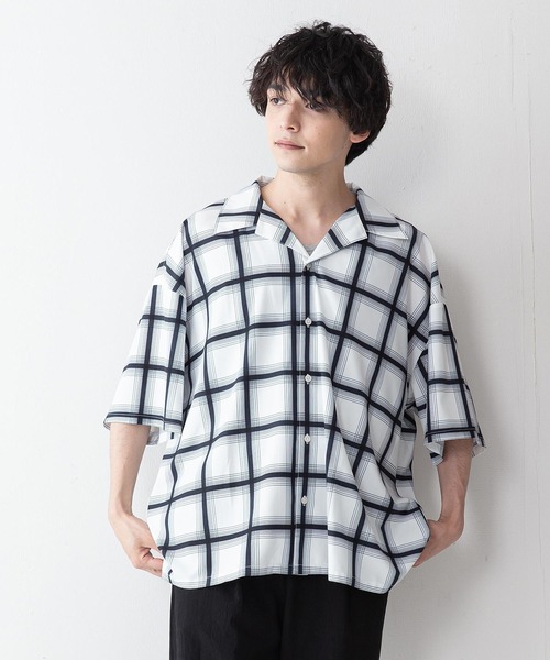 UNIIT(ユニット)の「【UNIIT】ドレープオープンカラー(開襟)シャツ ドルマンスリーブ(シャツ/ブラウス・メンズ・ミント/ブルー/サックスブルー/ワイン/ブラック/その他/ベージュ/ブラック系その他/グレー/ホワイト・MEDIUM/LARGE)」の2枚目の写真