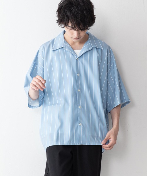 UNIIT(ユニット)の「【UNIIT】ドレープオープンカラー(開襟)シャツ ドルマンスリーブ(シャツ/ブラウス・メンズ・ミント/ブルー/サックスブルー/ワイン/ブラック/その他/ベージュ/ブラック系その他/グレー/ホワイト・MEDIUM/LARGE)」の7枚目の写真