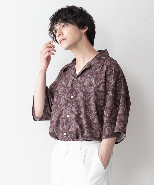 UNIIT(ユニット)の「【UNIIT】ドレープオープンカラー(開襟)シャツ ドルマンスリーブ(シャツ/ブラウス・メンズ・ミント/ブルー/サックスブルー/ワイン/ブラック/その他/ベージュ/ブラック系その他/グレー/ホワイト・MEDIUM/LARGE)」の20枚目の写真