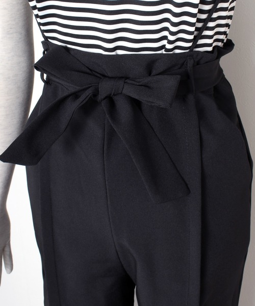 Primazel（プリマゼル）の「ボーダーTシャツ＋サロペットパンツセットアップ（サロペット/オーバーオール・レディース・ブラック/ブラウン・M）」の8枚目の写真
