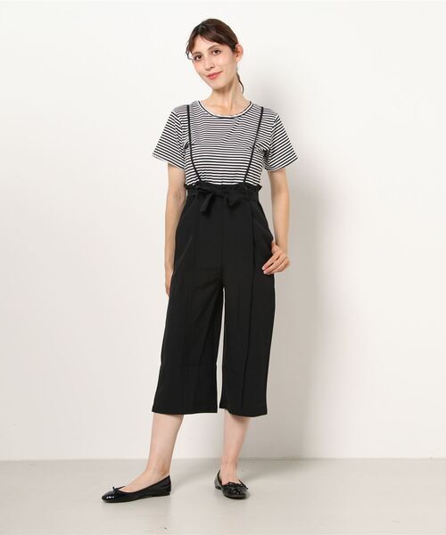 Primazel（プリマゼル）の「ボーダーTシャツ＋サロペットパンツセットアップ（サロペット/オーバーオール・レディース・ブラック/ブラウン・M）」の16枚目の写真