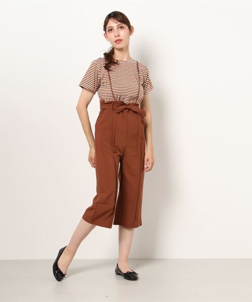 Primazel（プリマゼル）の「ボーダーTシャツ＋サロペットパンツセットアップ（サロペット/オーバーオール・レディース・ブラック/ブラウン・M）」の17枚目の写真