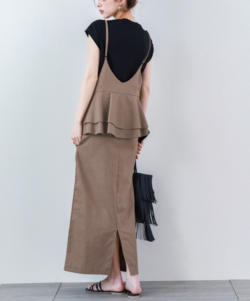 SUGAR BISKET（シュガービスケット）の「バックフリルサロペットスカート（サロペット/オーバーオール・レディース・アイボリー/ブラック/ブラウン/オリーブ/ブラック系その他2/ブラック系その他・C/フリー）」の15枚目の写真