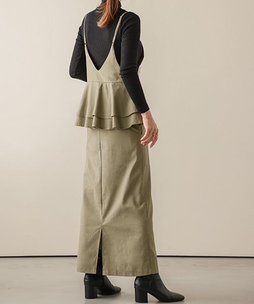 SUGAR BISKET（シュガービスケット）の「バックフリルサロペットスカート（サロペット/オーバーオール・レディース・アイボリー/ブラック/ブラウン/オリーブ/ブラック系その他2/ブラック系その他・C/フリー）」の13枚目の写真