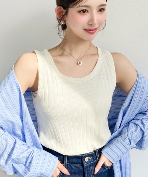 moment+(モーメントプラス)の「【累計販売枚数1万枚突破!】綿100%ワイドリブ.クルーネックタンクトップ(タンクトップ・レディース・ブラック/ベージュ/オフホワイト/ライトグリーン/モカ/杢グレー/クリアグリーン/オレンジ/カーキ/チャコールグレー/ナチュラル/ブラウン・M/L)」の8枚目の写真