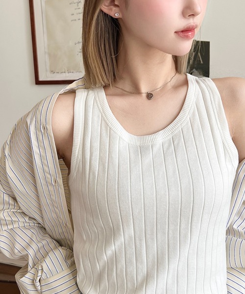 moment+(モーメントプラス)の「【累計販売枚数1万枚突破!】綿100%ワイドリブ.クルーネックタンクトップ(タンクトップ・レディース・ブラック/ベージュ/オフホワイト/ライトグリーン/モカ/杢グレー/クリアグリーン/オレンジ/カーキ/チャコールグレー/ナチュラル/ブラウン・M/L)」の22枚目の写真