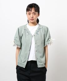 axes femme | ローズ刺繍カットカーディガン(カーディガン/ボレロ)