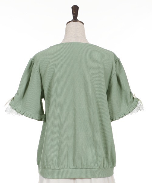 axes femme（アクシーズファム）の「ローズ刺繍カットカーディガン（カーディガン/ボレロ・レディース・グリーン/ホワイト/ネイビー・MEDIUM）」の6枚目の写真