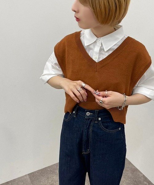 apres jour mignon(アプレジュールミニョン)の「シャツ+ニットベストSET【ZOZOTOWN限定アイテム】(シャツ/ブラウス・レディース・アイボリー/ブルー系その他/ブラック/オレンジ・フリー/X-LARGE)」の17枚目の写真