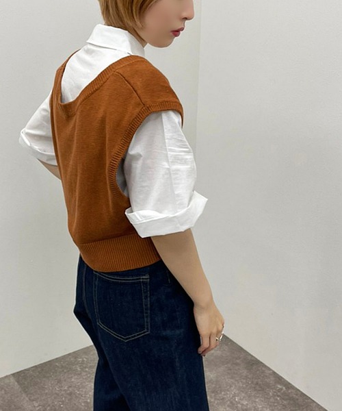 apres jour mignon(アプレジュールミニョン)の「シャツ+ニットベストSET【ZOZOTOWN限定アイテム】(シャツ/ブラウス・レディース・アイボリー/ブルー系その他/ブラック/オレンジ・フリー/X-LARGE)」の18枚目の写真