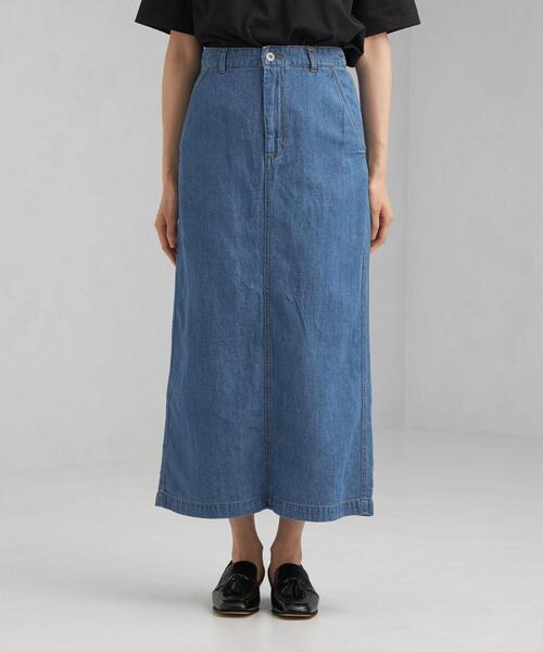 green label relaxing（グリーンレーベルリラクシング）の「コットン LI デニム タイト スカート（スカート・レディース・コバルトブルー・38/36）」の6枚目の写真