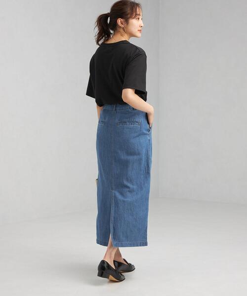 green label relaxing（グリーンレーベルリラクシング）の「コットン LI デニム タイト スカート（スカート・レディース・コバルトブルー・38/36）」の3枚目の写真