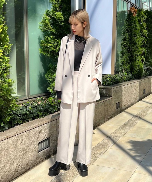 RASVOA（ラスボア）の「【セットアップ着用可】ウールライクダブルテーラードジャケット（テーラードジャケット・レディース・ブラック/アイボリー・FREE）」の15枚目の写真