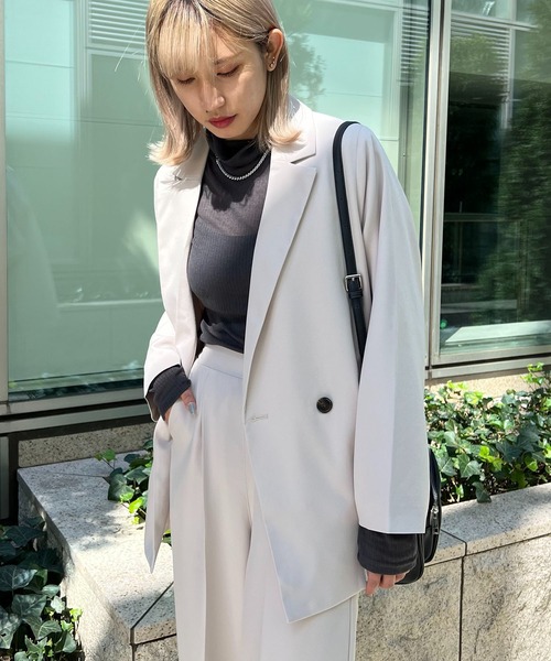 RASVOA（ラスボア）の「【セットアップ着用可】ウールライクダブルテーラードジャケット（テーラードジャケット・レディース・ブラック/アイボリー・FREE）」の8枚目の写真