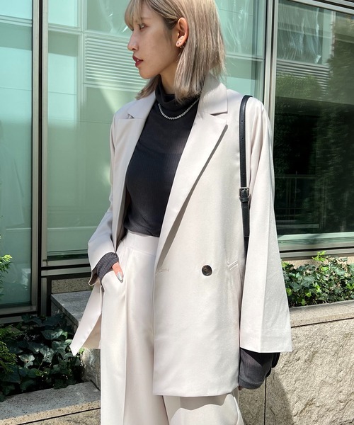 RASVOA（ラスボア）の「【セットアップ着用可】ウールライクダブルテーラードジャケット（テーラードジャケット・レディース・ブラック/アイボリー・FREE）」の17枚目の写真