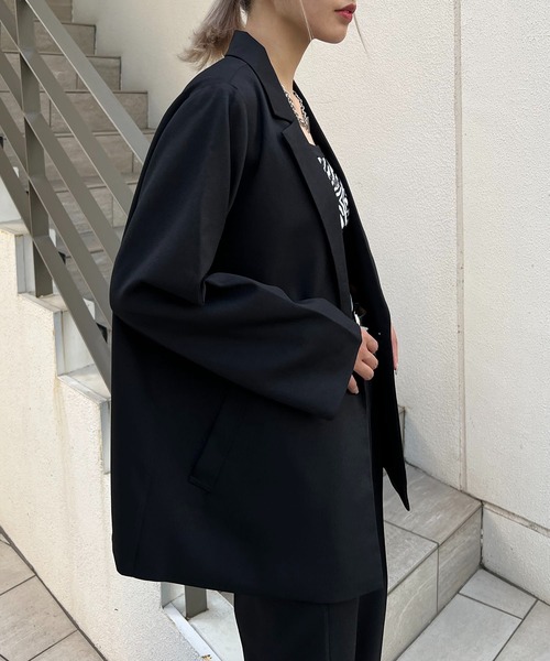 RASVOA（ラスボア）の「【セットアップ着用可】ウールライクダブルテーラードジャケット（テーラードジャケット・レディース・ブラック/アイボリー・FREE）」の14枚目の写真