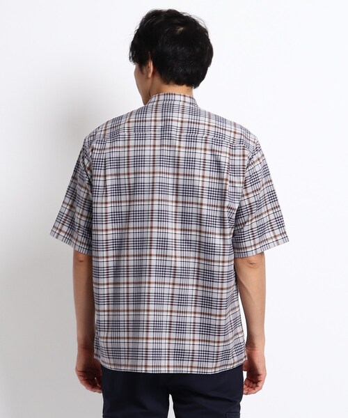 TAKEO KIKUCHI（タケオキクチ）の「◆バンドカラー チェック 半袖 シャツ（シャツ/ブラウス・メンズ・キャメル/グレー系1・02/03/04）」の8枚目の写真