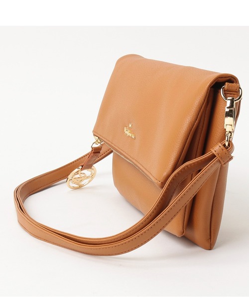 Pi（ピーアイ）の「クラッチにもなるレザー調合皮フラップショルダー（ショルダーバッグ・レディース・ブラック/キャメル・フリー）」の5枚目の写真