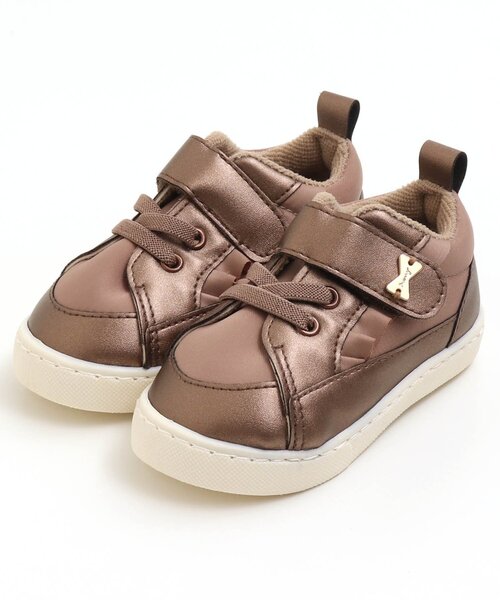apres les cours（アプレレクール）の「■フリルスニーカー（スニーカー・キッズ・ブラウン/ピンク・16/18/19/13/14/15 /17）」の2枚目の写真