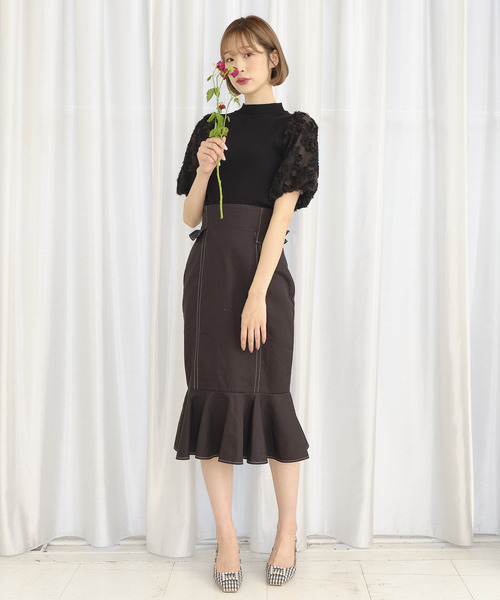 TITTY&CO.（ティティーアンドコー）の「バイカラーステッチマーメイドスカート（スカート・レディース・ブラック/ベージュ・SMALL/MEDIUM）」の9枚目の写真