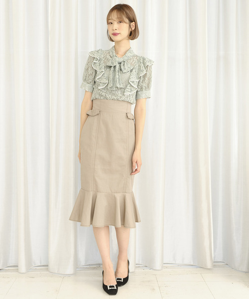 TITTY&CO.（ティティーアンドコー）の「バイカラーステッチマーメイドスカート（スカート・レディース・ブラック/ベージュ・SMALL/MEDIUM）」の7枚目の写真