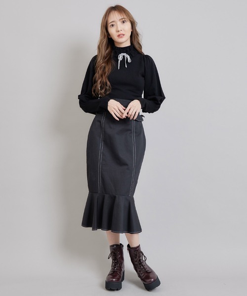 TITTY&CO.（ティティーアンドコー）の「バイカラーステッチマーメイドスカート（スカート・レディース・ブラック/ベージュ・SMALL/MEDIUM）」の19枚目の写真