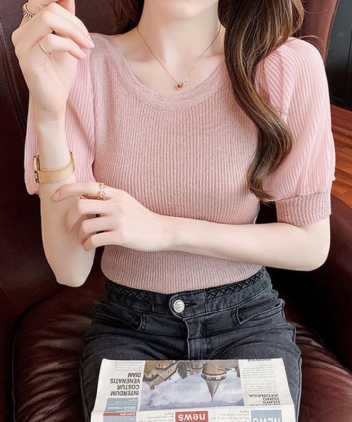 Bifrost（ビフレスト）の「リブパフスリーブカットソー（Tシャツ/カットソー・レディース・ピンク/ホワイト/ブラック・M/L）」の13枚目の写真