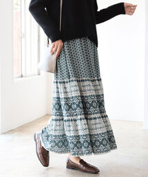 B:MING by BEAMS | B:MING by BEAMS / イカットプリント 切替 スカート 21AW-R(スカート)