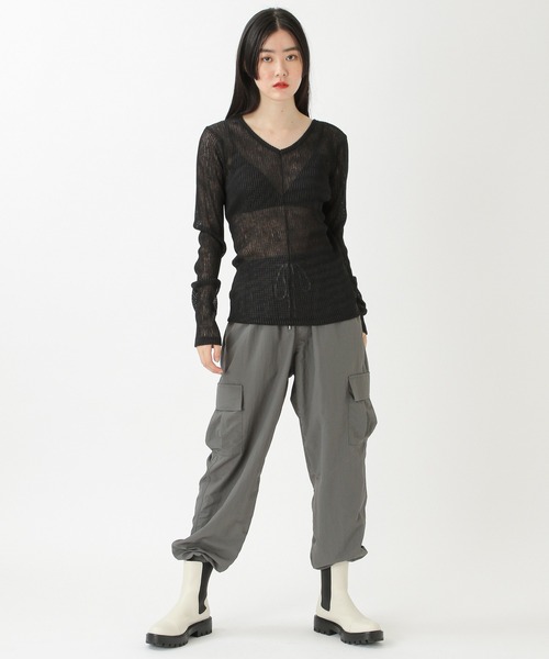 ALAND(エーランド)の「3.3 Field Trip/シアーVネック長袖プルオーバー 2218868(Tシャツ/カットソー・レディース・ブラック/カーキ/アイボリー・FREE)」の10枚目の写真