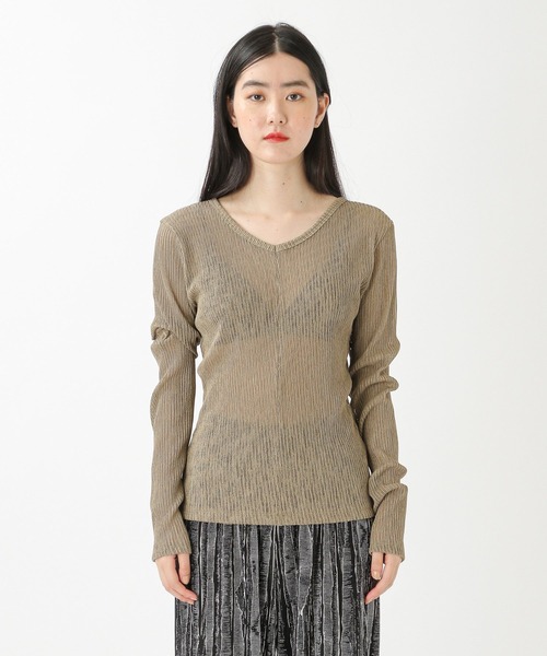 ALAND(エーランド)の「3.3 Field Trip/シアーVネック長袖プルオーバー 2218868(Tシャツ/カットソー・レディース・ブラック/カーキ/アイボリー・FREE)」の17枚目の写真