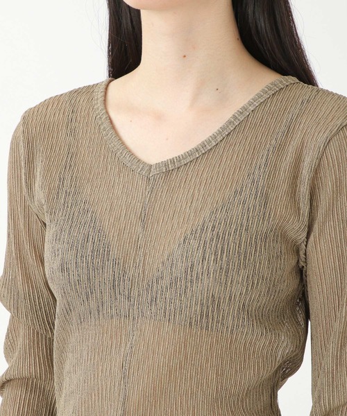 ALAND(エーランド)の「3.3 Field Trip/シアーVネック長袖プルオーバー 2218868(Tシャツ/カットソー・レディース・ブラック/カーキ/アイボリー・FREE)」の14枚目の写真